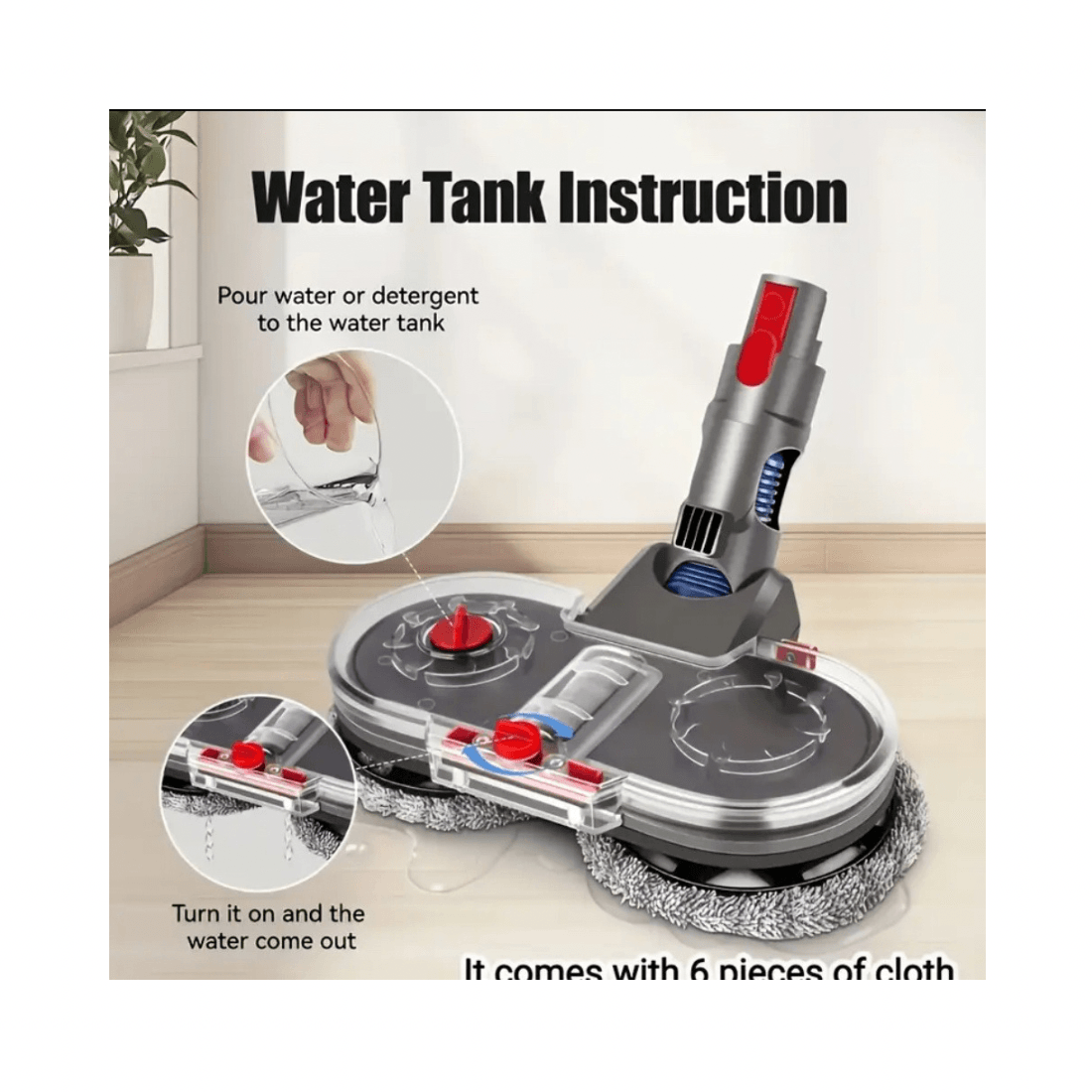 رأس ممسحة مكنسة دايسون | مع 2 قطعة موب ل V15 V7-V8-V10-V11-SV12-SV14 - الصورة 5