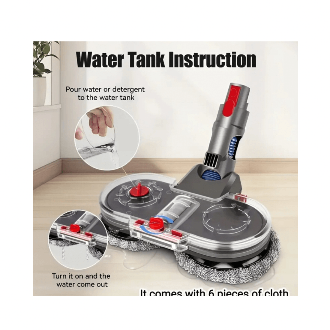 رأس ممسحة مكنسة دايسون | مع 2 قطعة موب ل V15 V7-V8-V10-V11-SV12-SV14 - الصورة 4