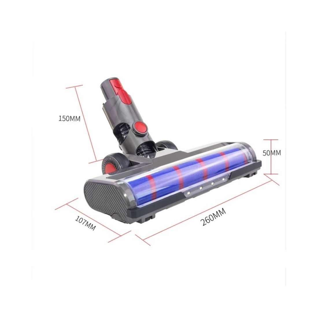 رأس فرشاة مكنسة دايسون V15 | مع فرشاة مزودة مصابيح أمامية LED و مزودة بعجل لV7-V8-V10-V11-SV12-SV14 - الصورة 4