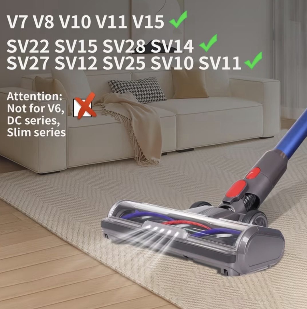 رأس فرشاة دايسون | مع الفرشاة | مع مصابيح أمامية LED و مزودة بعجل تناسب V7-V8-V10-V11-V15 - الصورة 6